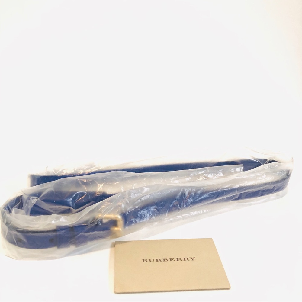 Burberry Medium Greenwood Satchel Brilliant Blue Gold Hardware Strap Dust Bag - Picture 6 of 8